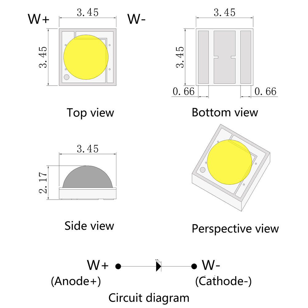Керамическая 353518V высоковольтная мощная бусина ультра яркого белого света мощностью 3 Вт