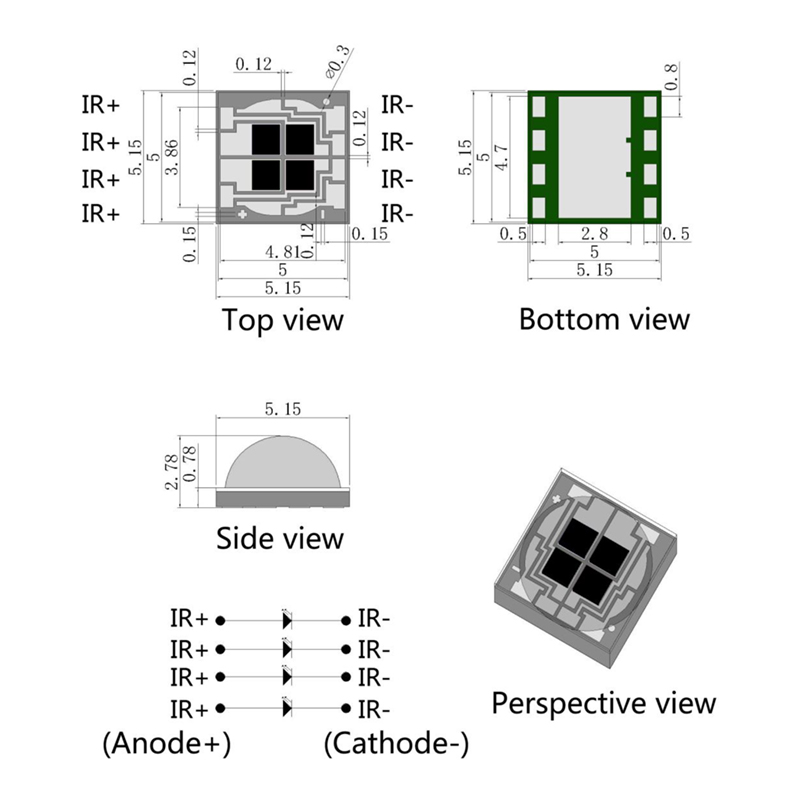 Высококачественный инфракрасный излучатель 5050 LED 940nm IR LED Chip