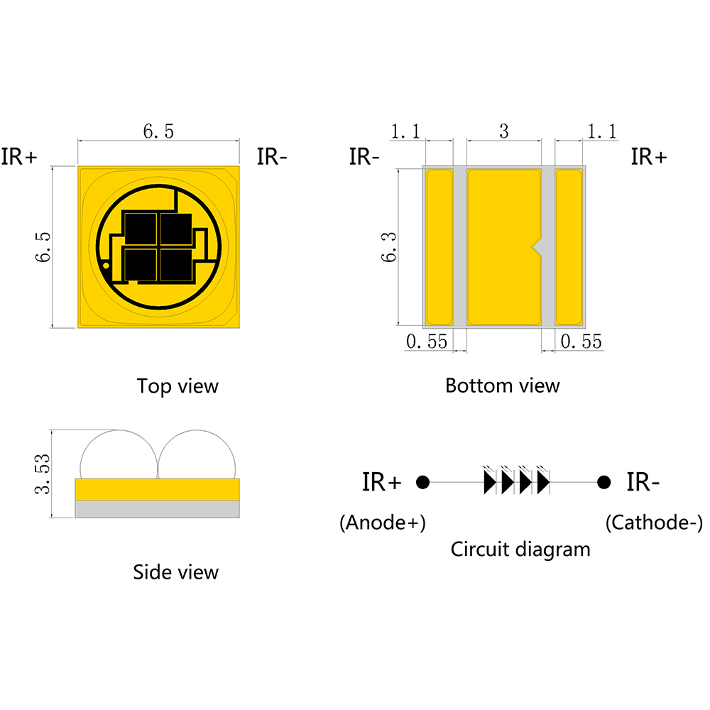 Лазер 6565 VCSEL мощный источник инфракрасного света с углом обзора 30/60 градусов, предназначенный для медицинской эстетической терапии