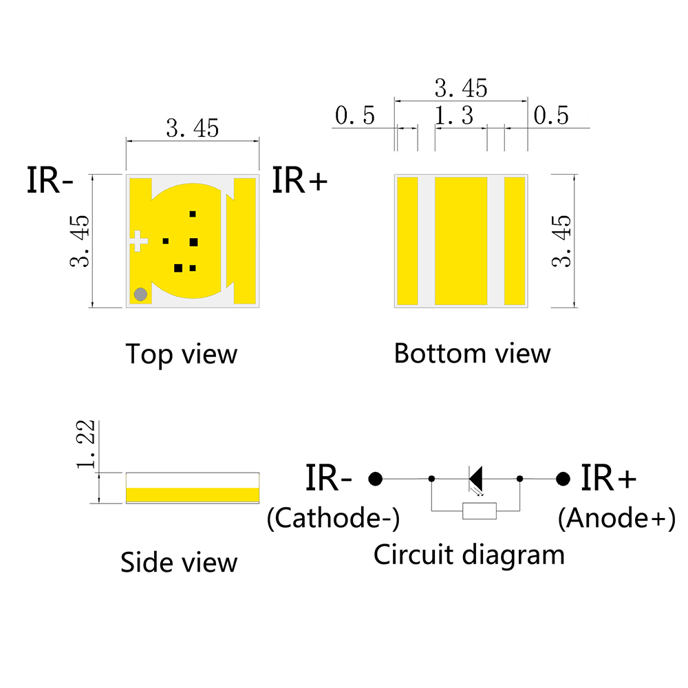 Керамические 3535 лазерные бусины VCSEL высокой мощности с позолоченным кронштейном, светодиодные бусины