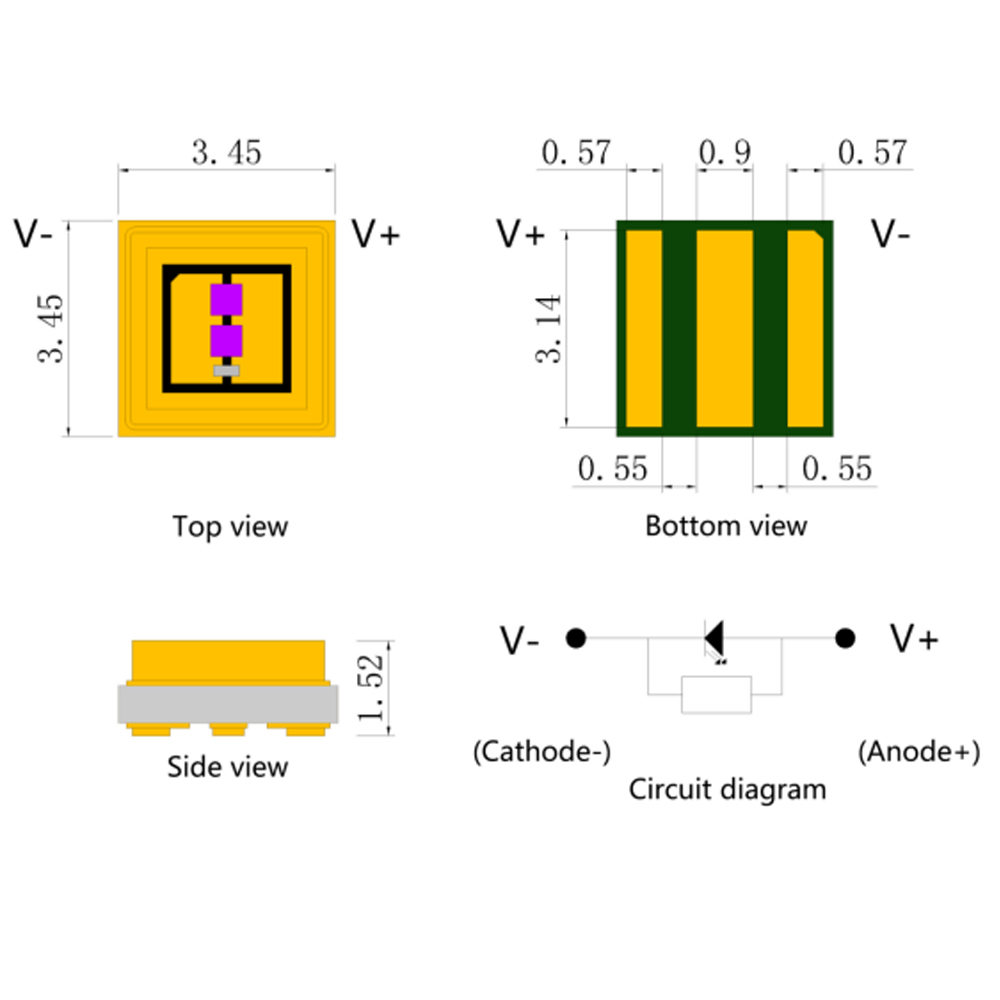 Керамический источник света УФ-отверждения 3535 UV 305-310 нм