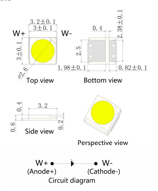 0,2 Вт / 0,5 Вт, высокий CRI Sunlike Full Spectrum 3030 SMD LED